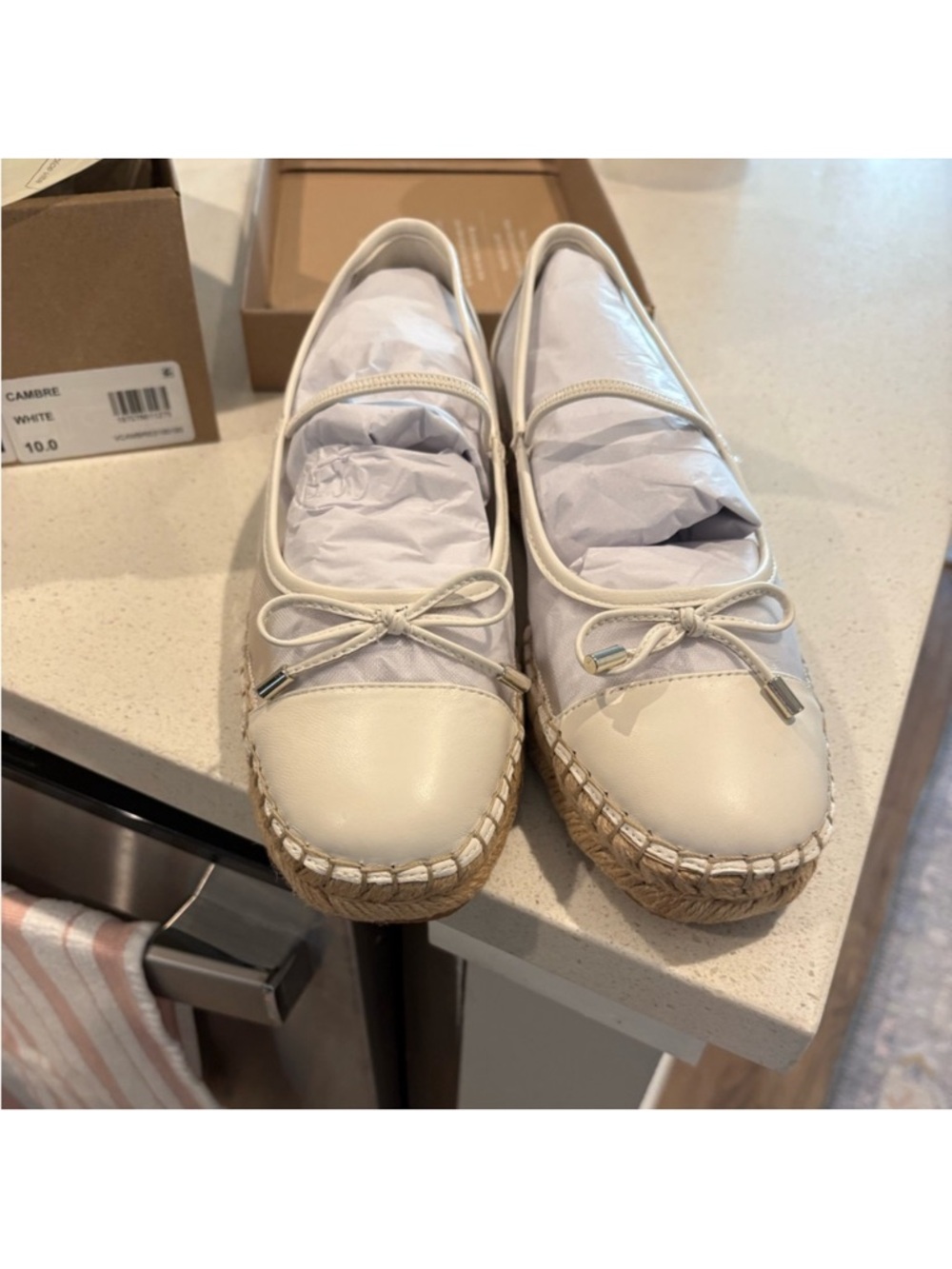 Dolce Vita Cream Mary Jane Espadrille Flats with Bow - Picture 5 of 7